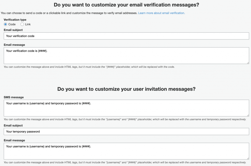 AWS Cognito User Pool Email Messages and Headers Customization