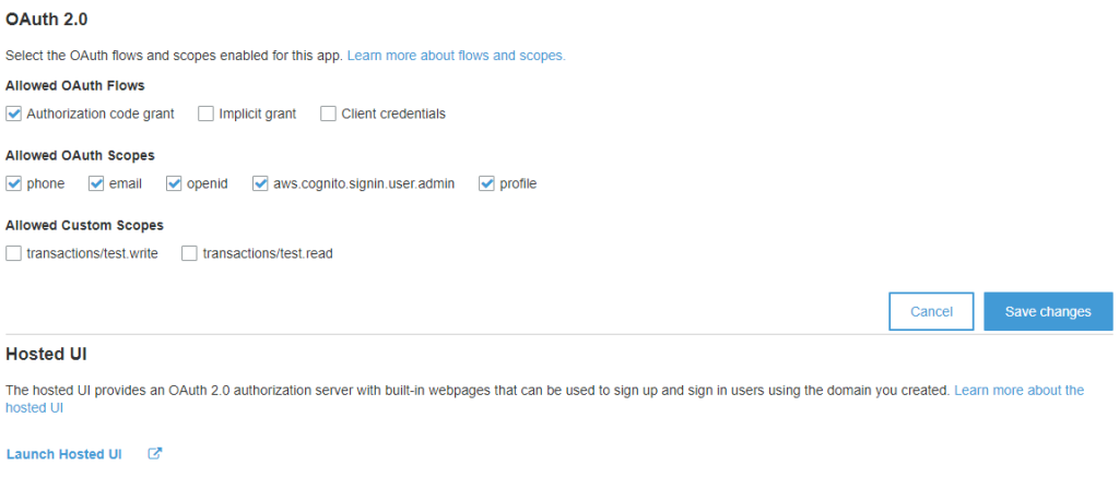 Testing Using the Hosted UI in Authorization code Flow