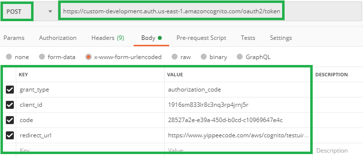 Use Postman to demonstrate the exchange of authorization code