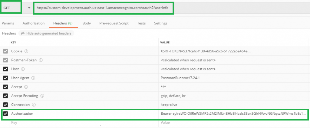 Use Postman to demonstrate USERINFO endpoint in Cognito