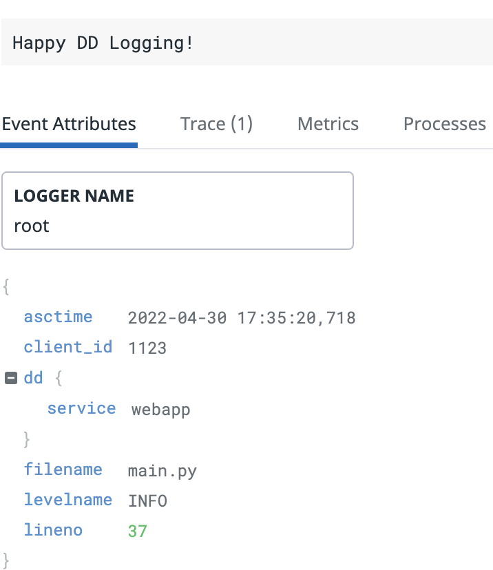 Datadog user-defined event attribute
